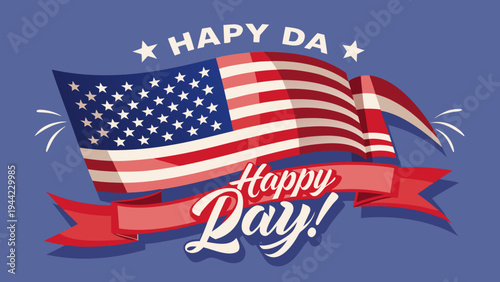 American flag ribbon banner vector