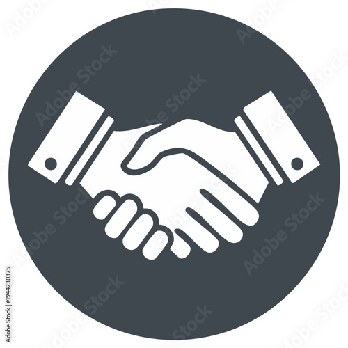 Agreement handshake icon in a circle, concept of success, partnership and cooperation