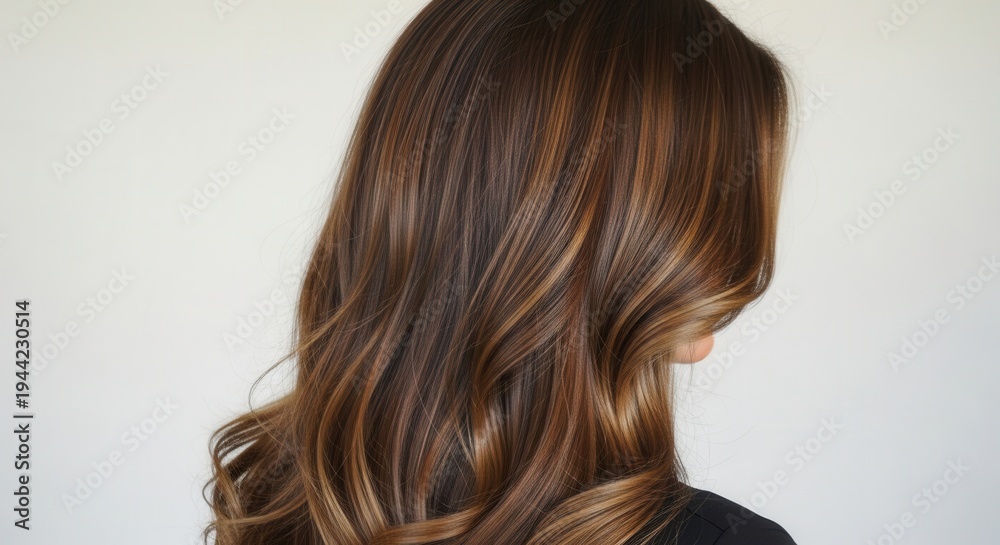 Fototapeta premium Beautiful Healthy Wavy Brown Hair with Highlights