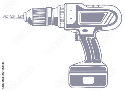 Vector illustration of a cordless electric power drill for repair and construction