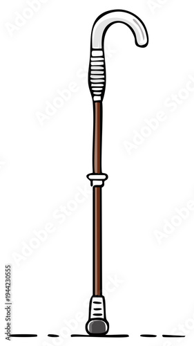 Illustration of an Orthopedic Walking Cane Used to Provide Stability When Walking with Curved Top