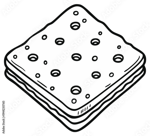 Stacked crackers black and white illustration