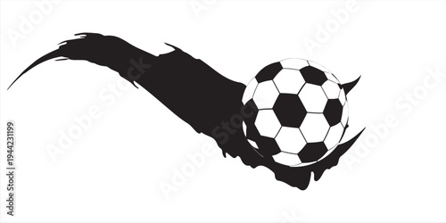 Soccer ball logo design motion swoosh, football symbol for sports club branding and team identity, Dynamic vector icon isolated for print and digital media