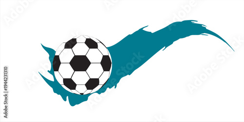 Soccer ball logo design motion swoosh, football symbol for sports club branding and team identity, Dynamic vector icon isolated for print and digital media