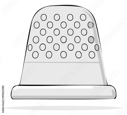 Classic metal sewing thimble with dimpled surface for finger protection during needlework