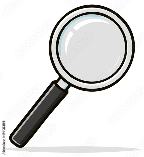 Cartoon magnifying glass illustration for searching and investigation