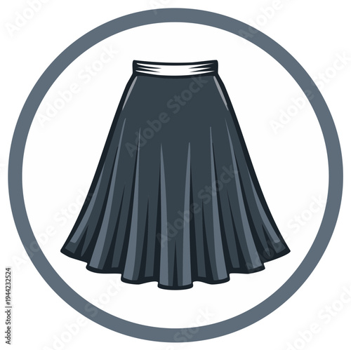 Dark grey pleated A line skirt fashion garment clothing accessory vector icon