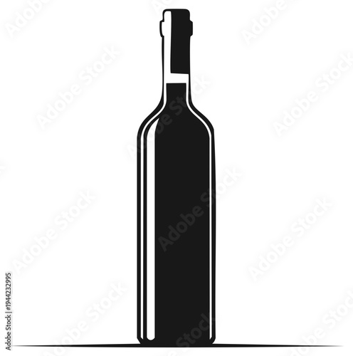 Silhouette illustration of a wine bottle isolated on white background