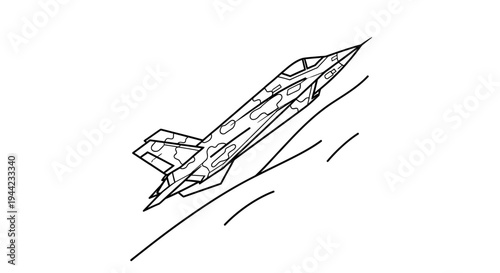 Stealth Fighter Jet Ascending with Camouflage Pattern