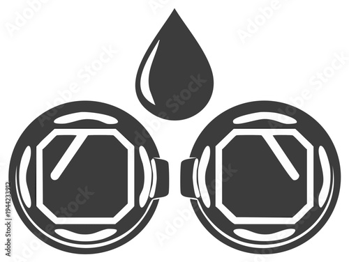 Two fuel cans with a drop of liquid above them representing fuel or oil services