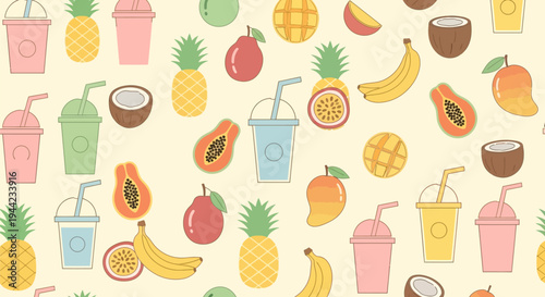 Colorful illustration of fruit smoothies.