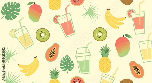 Colorful illustration of tropical fruit.