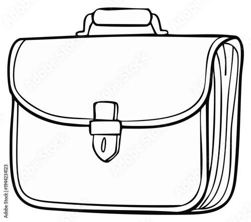 Simple Outline Drawing of a Classic Briefcase for Business and Work Documents