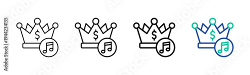 Music Royalties Icon Collection Different Style Outline