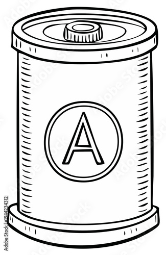 Cartoon drawing of an AA battery with letter A inside a circle