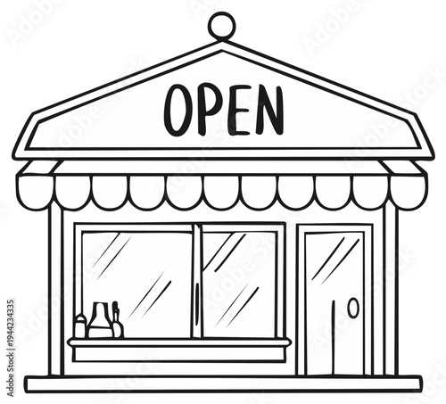 Charming shop building with an open sign inviting customers inside for business