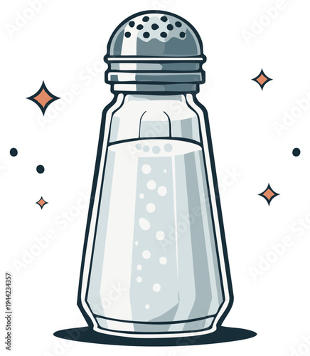 Salt Shaker with Shiny Particles, Glass Bottle Filled with Salt Crystals