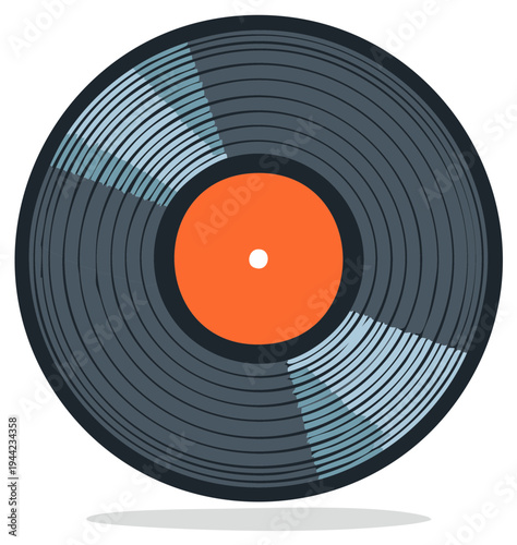 Vintage Vinyl Record with Orange Center Label and Grooves