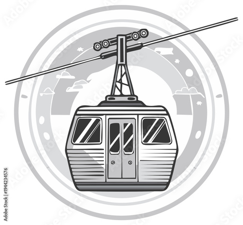 Modern Cable Car Gondola Ascending Mountainside Transport Aerial Tramway Scenic View