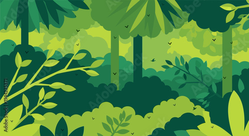 Green leaves and tropical forest foliage.