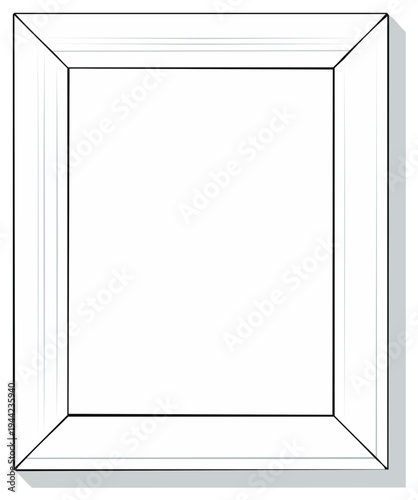 Minimalist three dimensional rectangular frame outline geometric design element for abstract concepts