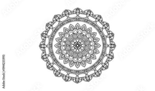 Intricate ornamental mandala vector with elegant geometric symmetry and detailed decorative linework design