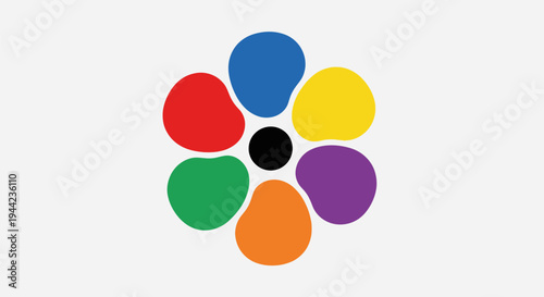 Colorful flower logo with circles.
