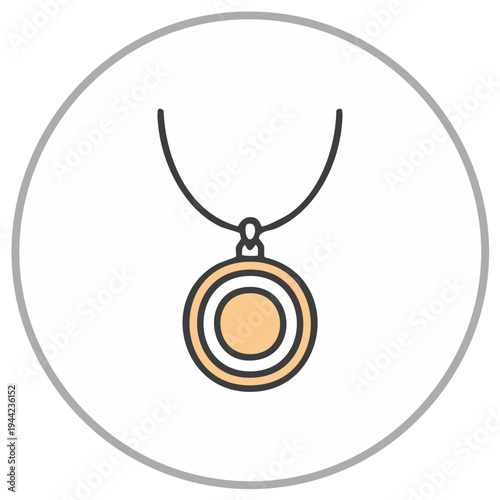 Stylized geometric pendant necklace illustration simple design