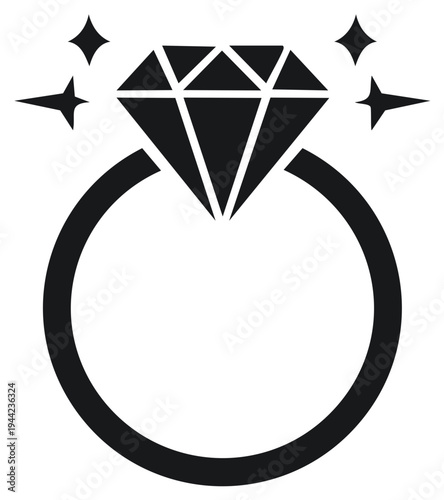 Sparkling Diamond Engagement Ring Icon Symbol
