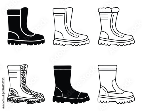 Collection of Six Different Winter Boot