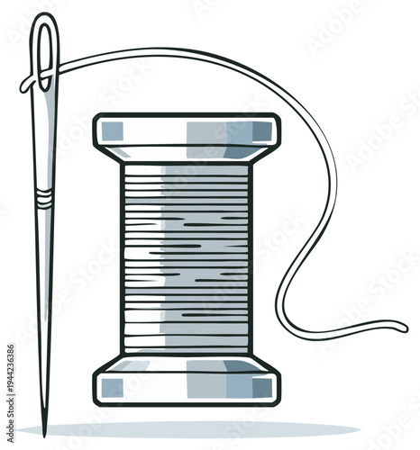 Sewing Needle and Thread Spool Crafting Supplies Tools for Tailoring and Repair