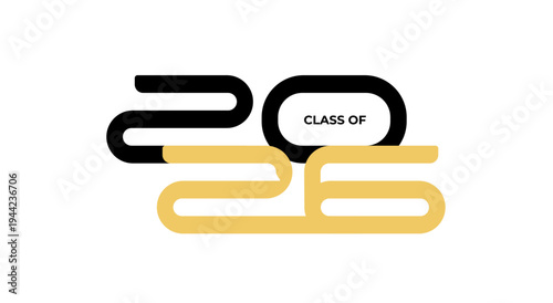 Class Off 2026 Seniour Year Graduation Logo. Graduate Invitation Card Logotype Design, School Calendar Sign. Congratulations Numbers Typography Template, School Grad Celebration. Vector Illustration