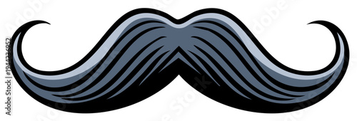 Stylized Grey Mustache with Curled Ends