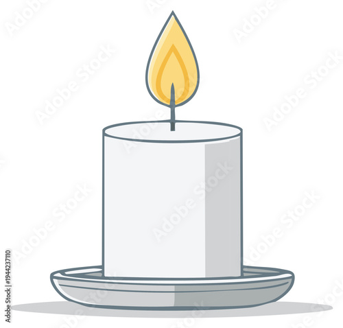Candle flame burning bright in a silver saucer symbol of hope serenity peace