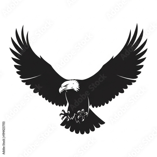 Bald Eagle Soaring with Spread Wings.