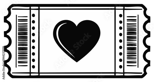Love ticket illustration for events romance and special admission or loyalty programs