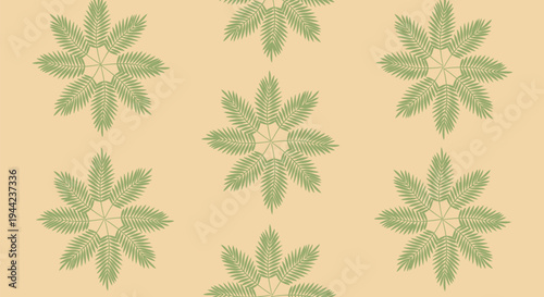 Green flower pattern with beige centers.