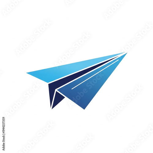 Blue Paper Plane Origami Artwork Design.