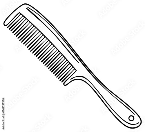 Doodle style comb drawing simple black outline single hairdressing tool illustration for beauty salon design