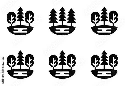 Tree Landscape Vector Illustration with Forest Elements