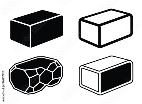 Isometric rectangular and irregular block shapes with outline