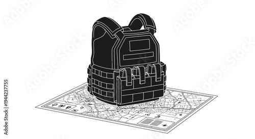Tactical Vest on Map - Military Strategy, Planning, and Operations Concept