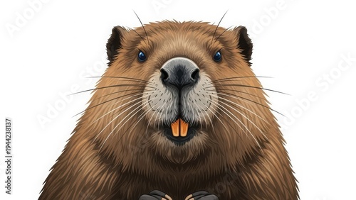 Playful beaver close-up with tongue out