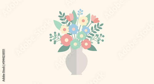 Colorful flowers in a vase.