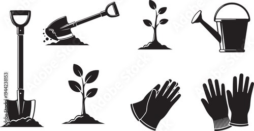 Gardening tools and accessories for planting and growth care