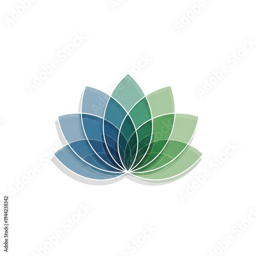 Blue and Green Lotus Flower Illustration.