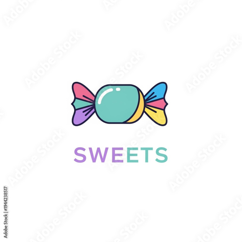 Colorful Cartoon Candy Illustration with Sweets.