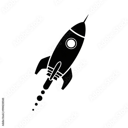 Black Silhouette Rocket Ship Launching into Space.