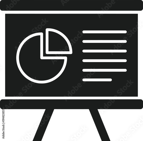 Presentation board with pie chart and lines vector illustration, flat design
