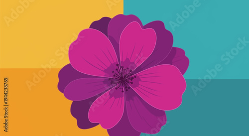 Vibrant Pink Purple Flower Illustration.